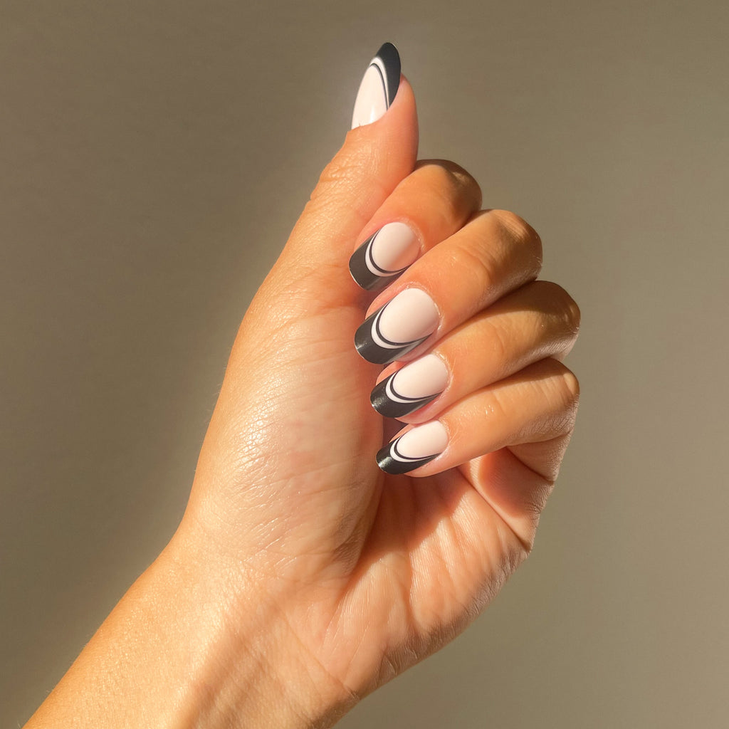 White Nails Blue French Tips | French Tip Nails Blue Design | Blue Nails  White Hearts - False Nails - Aliexpress
